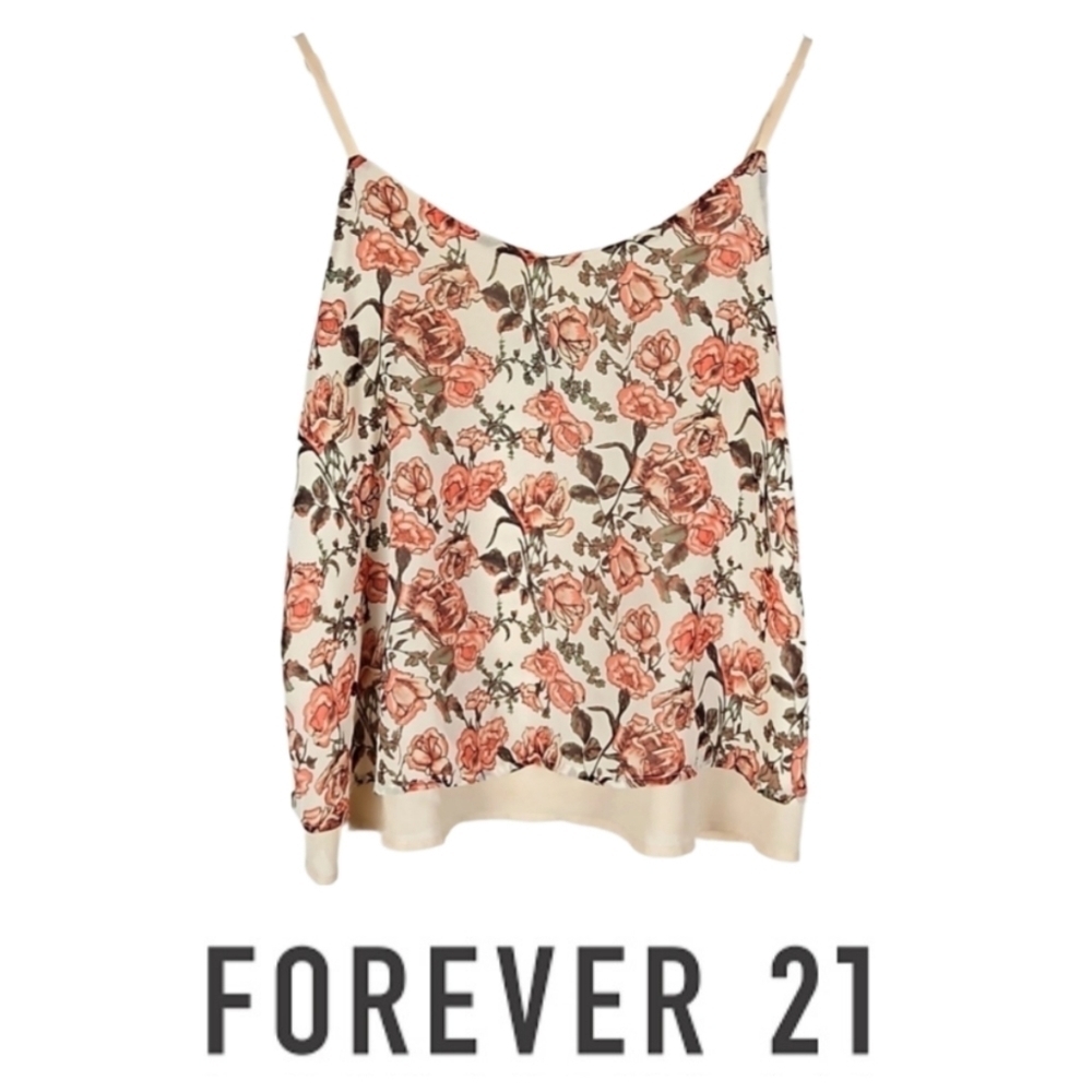 Y2K Peaches & Cream Rose Print Cami Top Camisole Cottagecore Forever 21, L